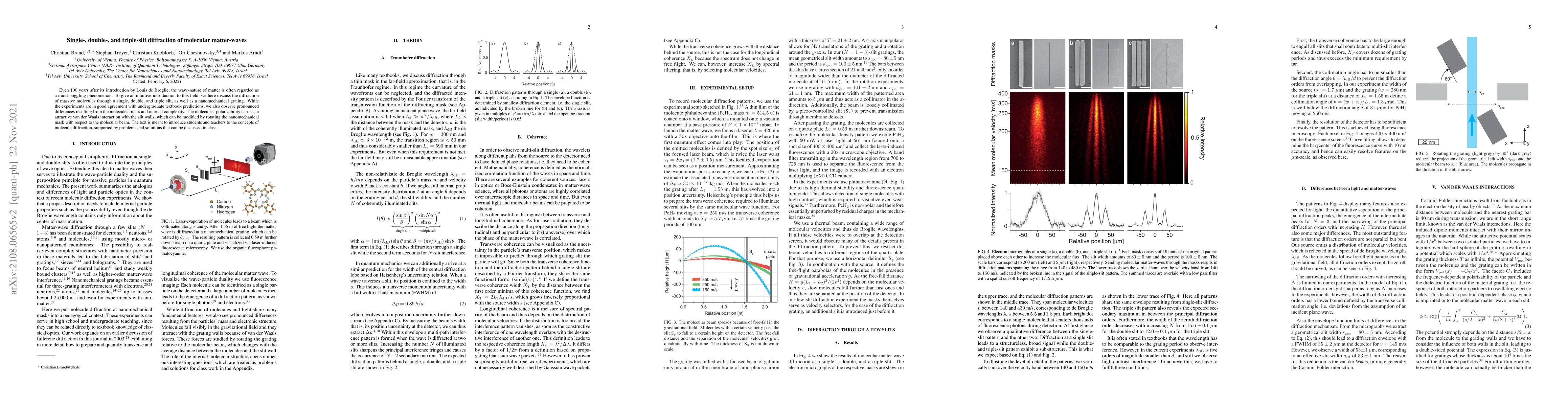 Thumbnail for Single-, double-, and triple-slit diffraction of molecular matter-waves