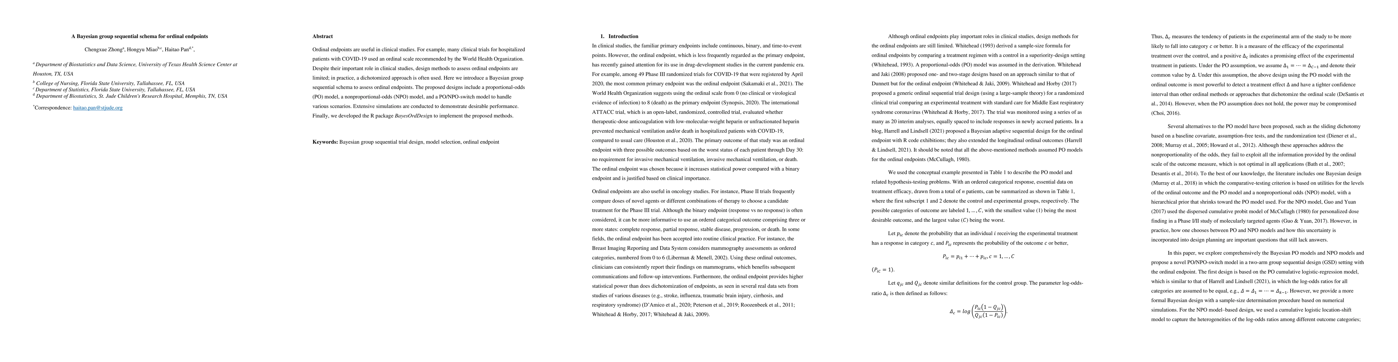 Thumbnail for A Bayesian group sequential schema for ordinal endpoints