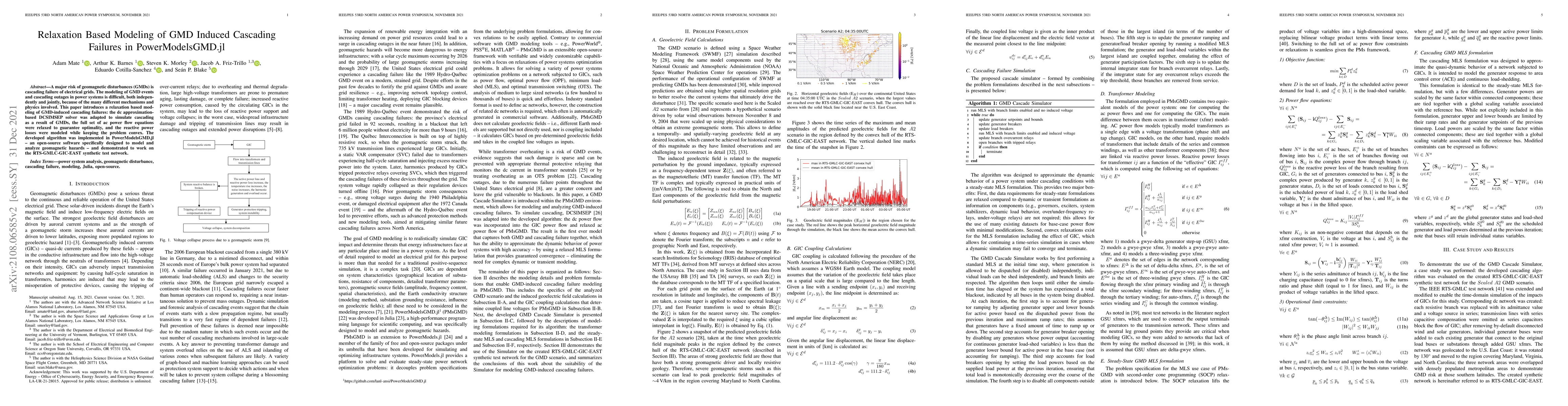 Thumbnail for Relaxation Based Modeling of GMD Induced Cascading Failures in
  PowerModelsGMD.jl