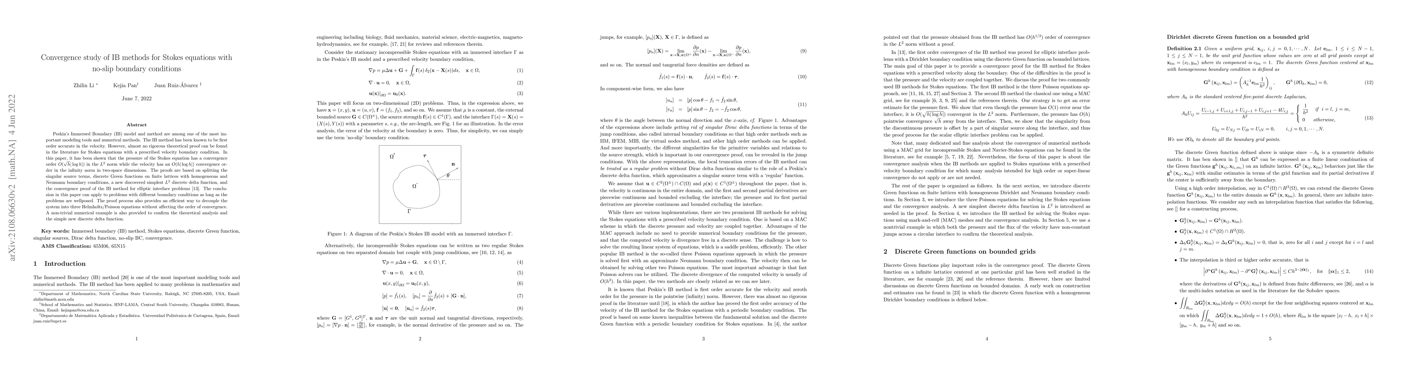 Thumbnail for Convergence study of IB methods for Stokes equations with no-slip
  boundary conditions