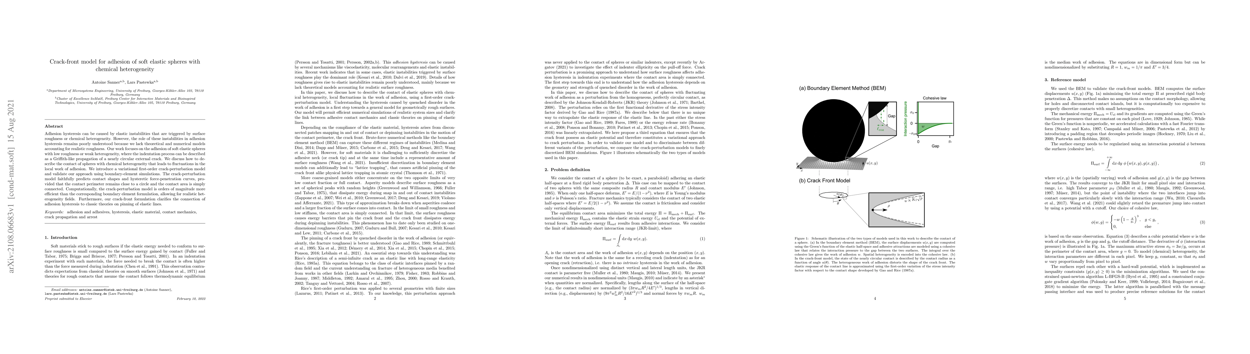 Thumbnail for Crack-front model for adhesion of soft elastic spheres with chemical
  heterogeneity