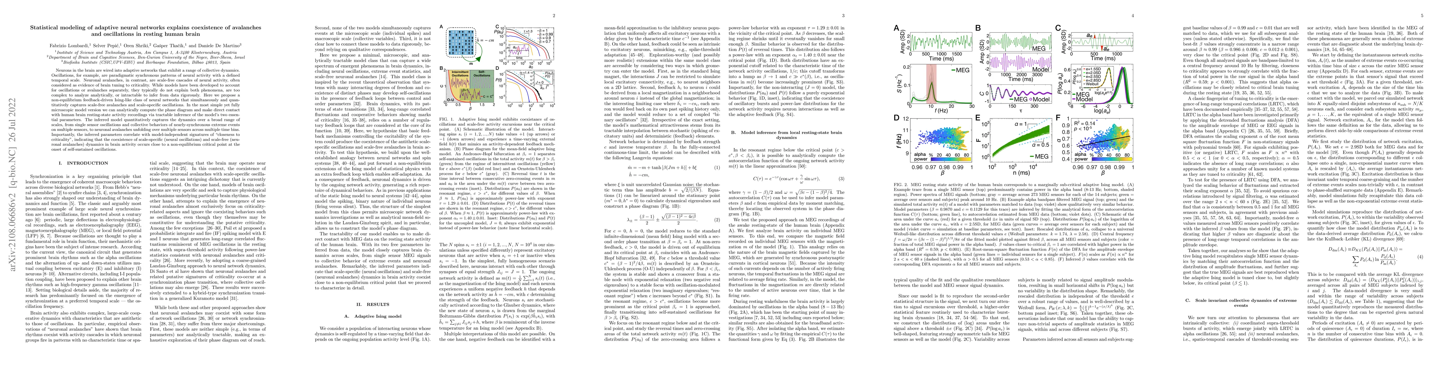 Thumbnail for Statistical modeling of adaptive neural networks explains coexistence of
  avalanches and oscillations in resting human brain
