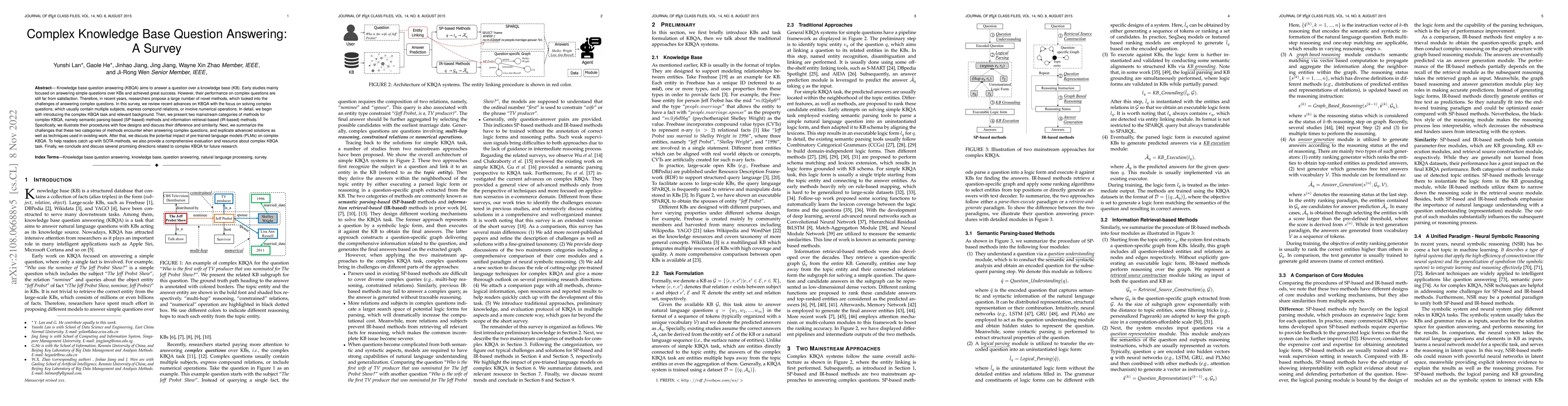 Thumbnail for Complex Knowledge Base Question Answering: A Survey