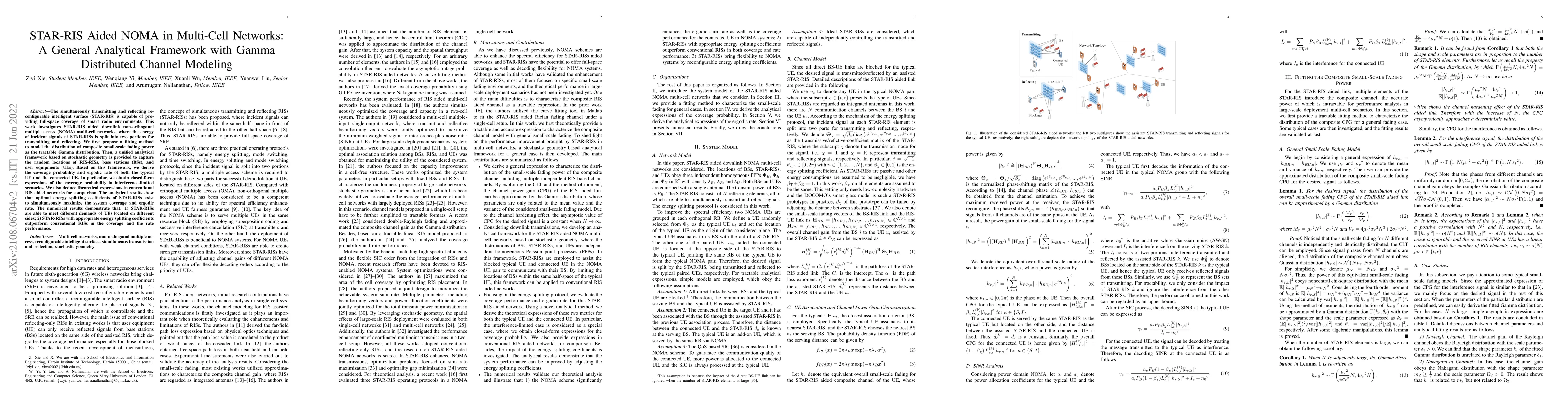 Thumbnail for STAR-RIS Aided NOMA in Multi-Cell Networks: A General Analytical
  Framework with Gamma Distributed Channel Modeling