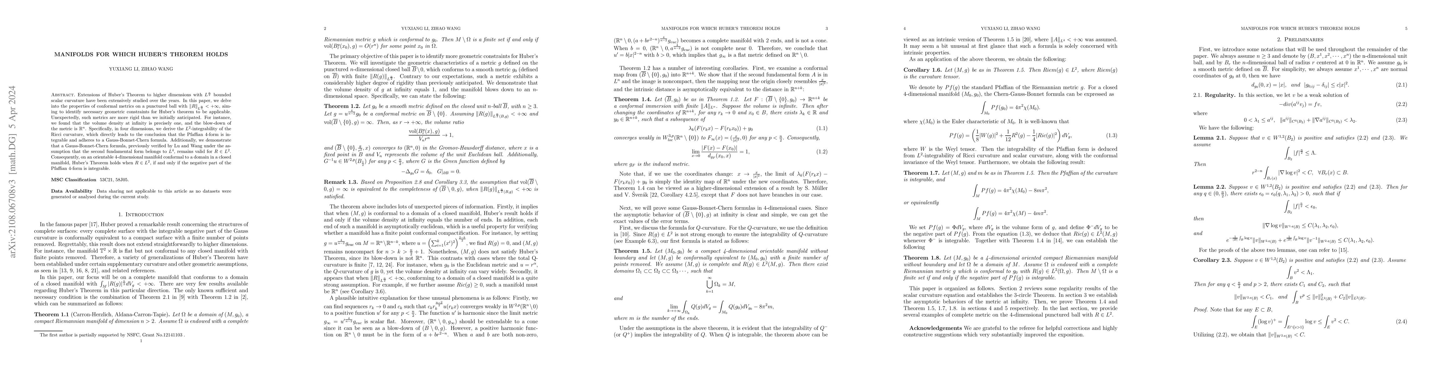 Thumbnail for Manifolds for which Huber's Theorem holds