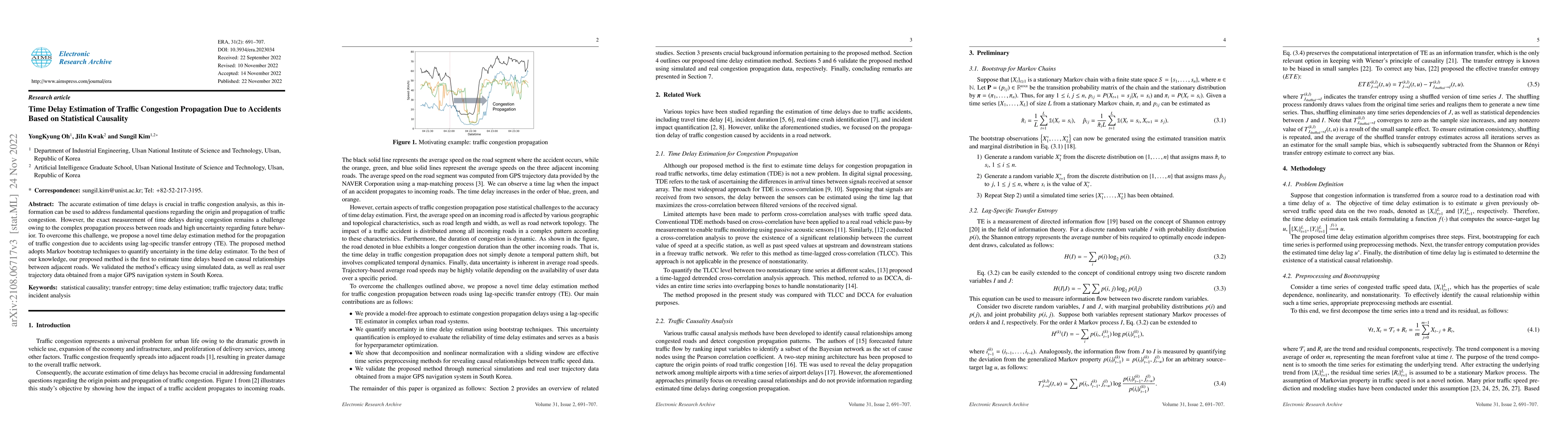 Thumbnail for Time delay estimation of traffic congestion propagation due to accidents
  based on statistical causality