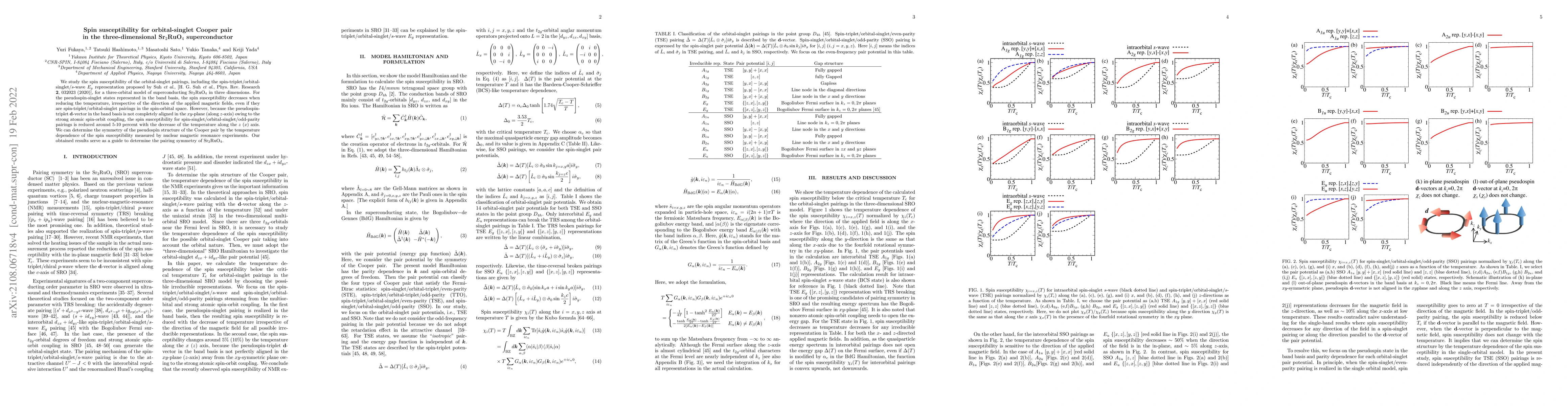 Thumbnail for Spin susceptibility for orbital-singlet Cooper pair in the
  three-dimensional Sr$_2$RuO$_4$ superconductor