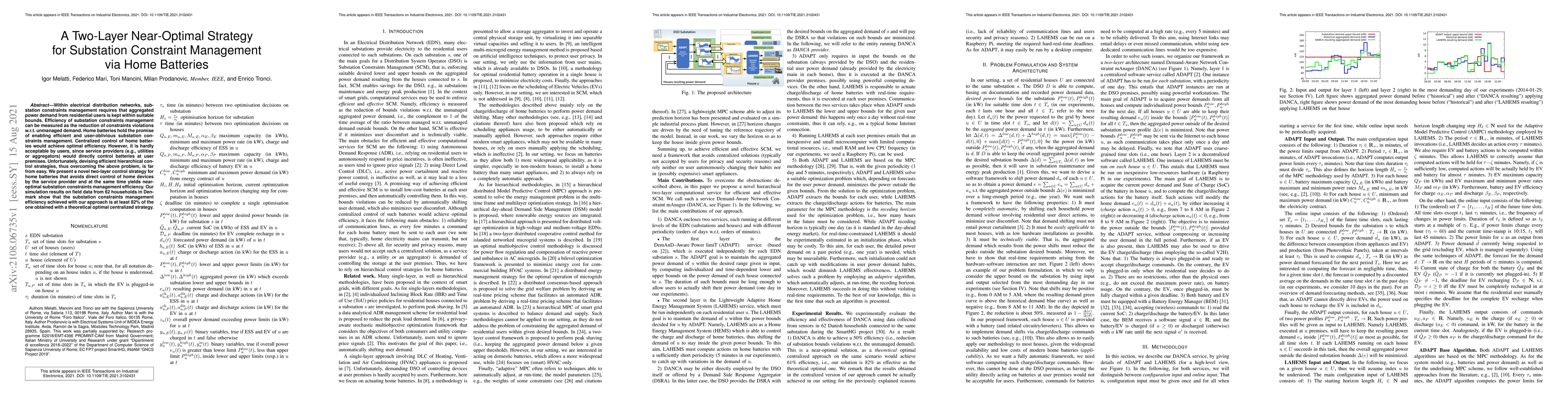 Thumbnail for A Two-Layer Near-Optimal Strategy for Substation Constraint Management
  via Home Batteries