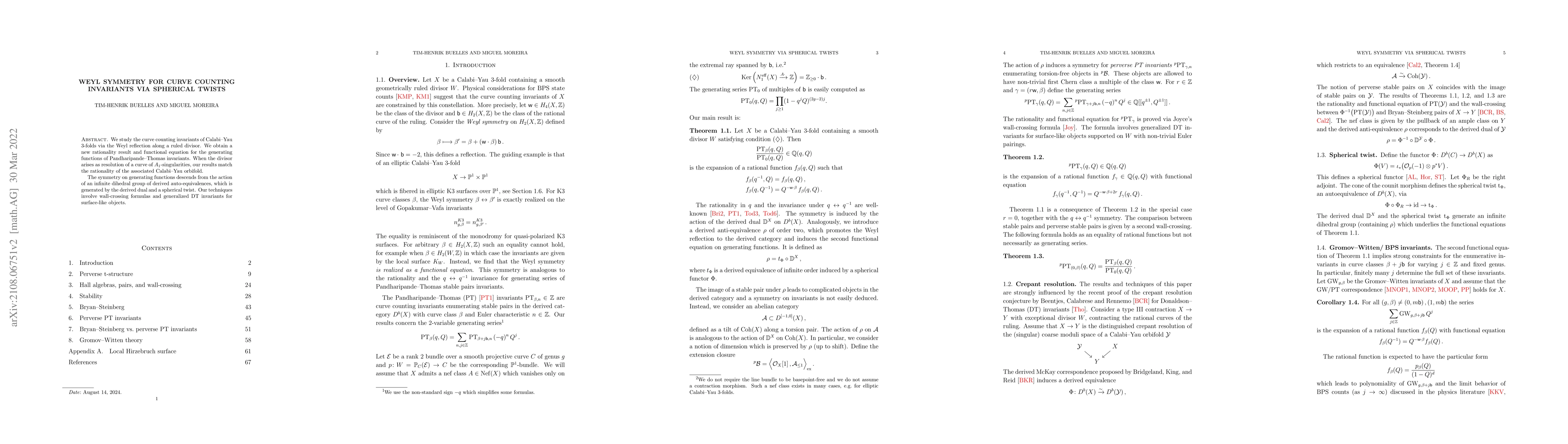 Thumbnail for Weyl symmetry for curve counting invariants via spherical twists