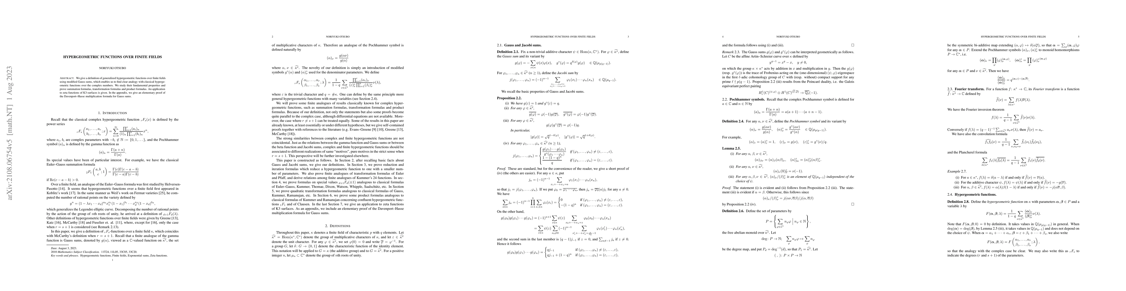 Thumbnail for Hypergeometric functions over finite fields