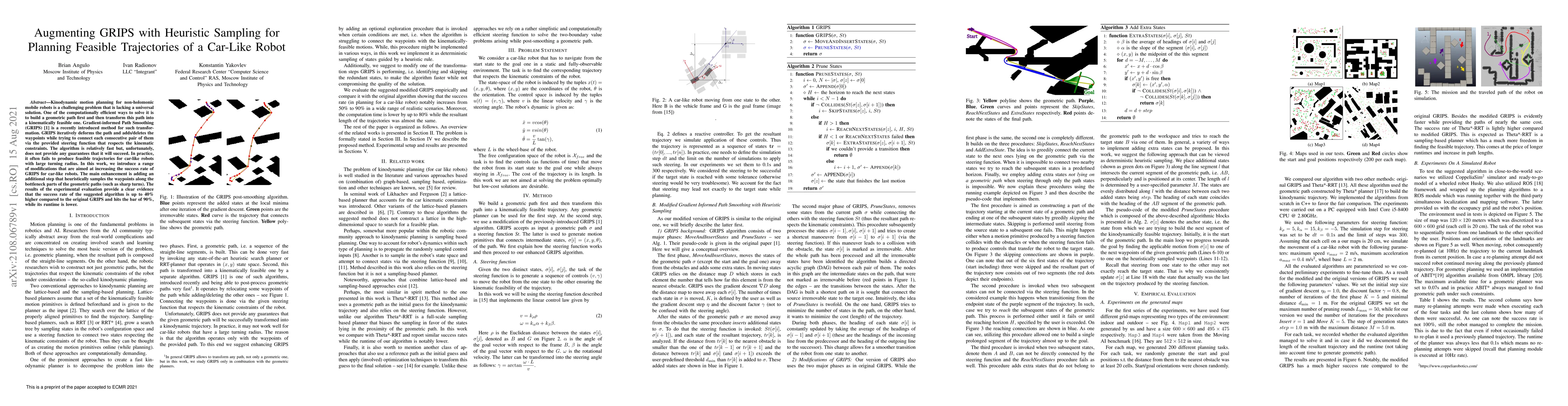 Thumbnail for Augmenting GRIPS with Heuristic Sampling for Planning Feasible
  Trajectories of a Car-Like Robot