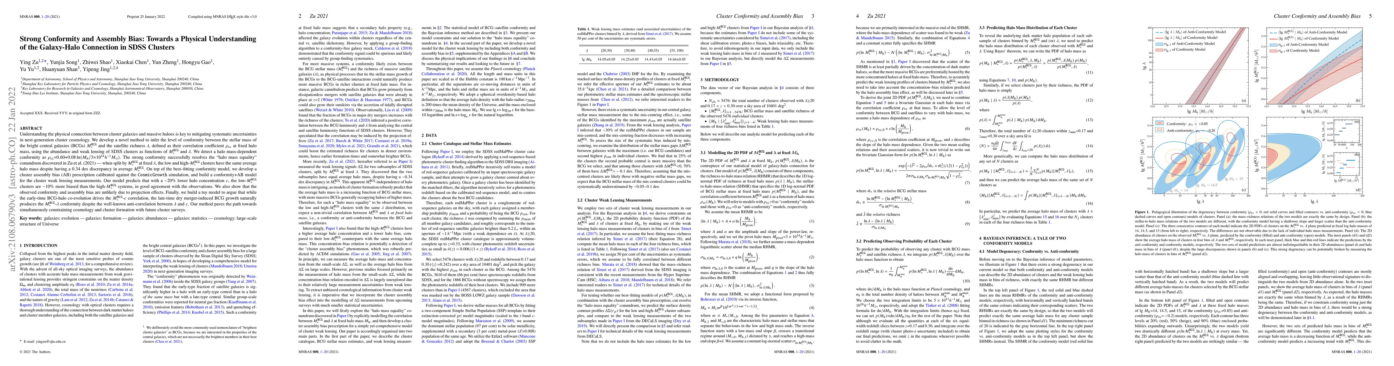 Thumbnail for Strong Conformity and Assembly Bias: Towards a Physical Understanding of
  the Galaxy-Halo Connection in SDSS Clusters
