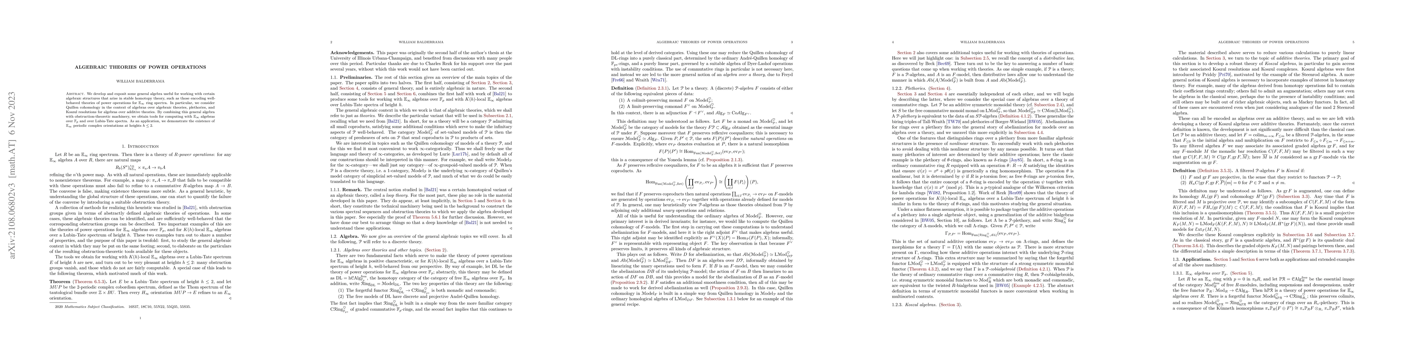 Thumbnail for Algebraic theories of power operations