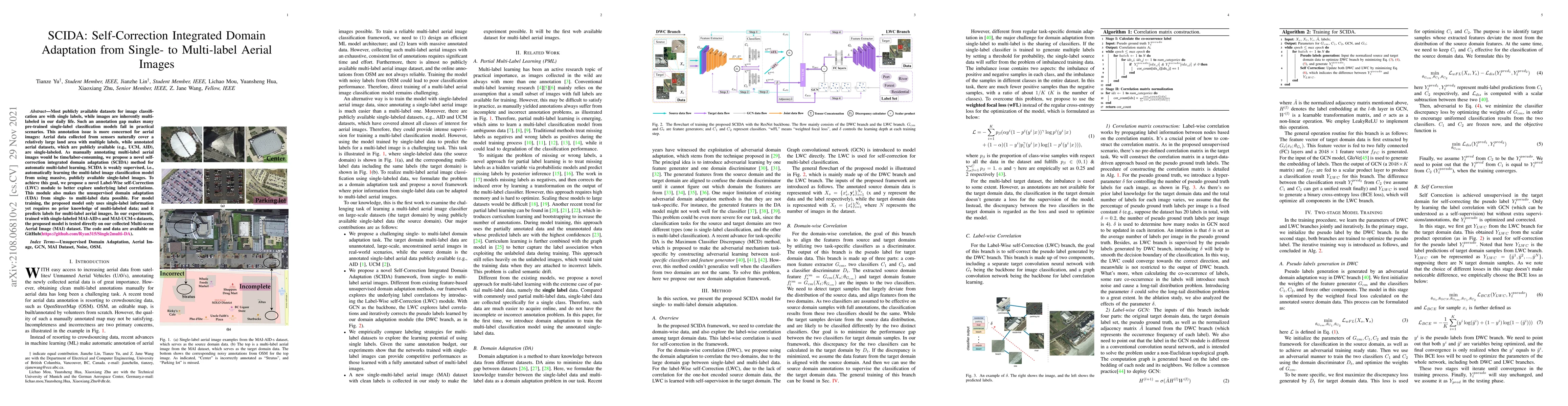 Thumbnail for SCIDA: Self-Correction Integrated Domain Adaptation from Single- to
  Multi-label Aerial Images