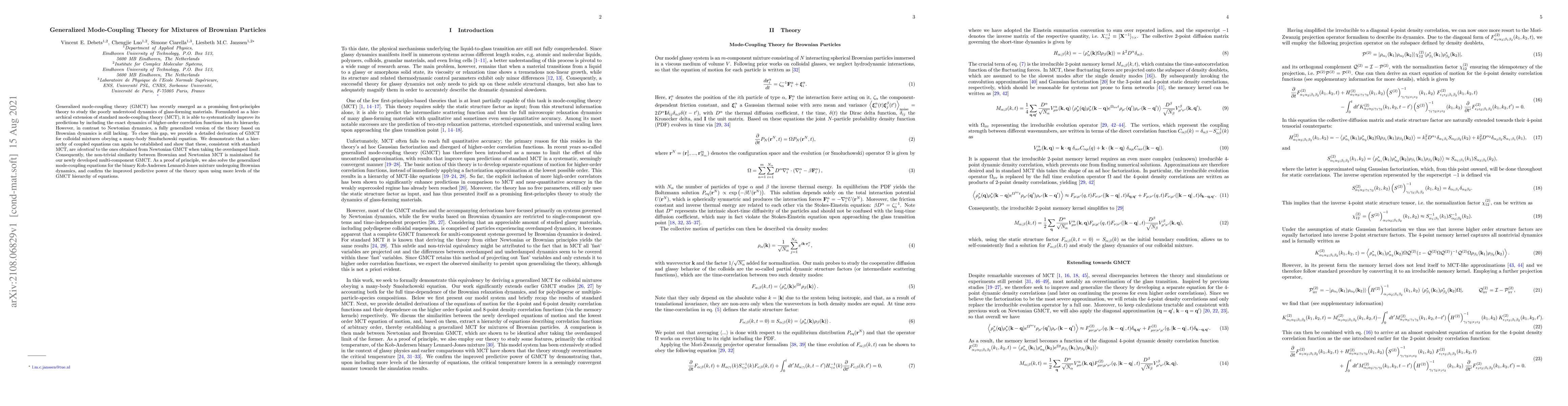 Thumbnail for Generalized Mode-Coupling Theory for Mixtures of Brownian Particles