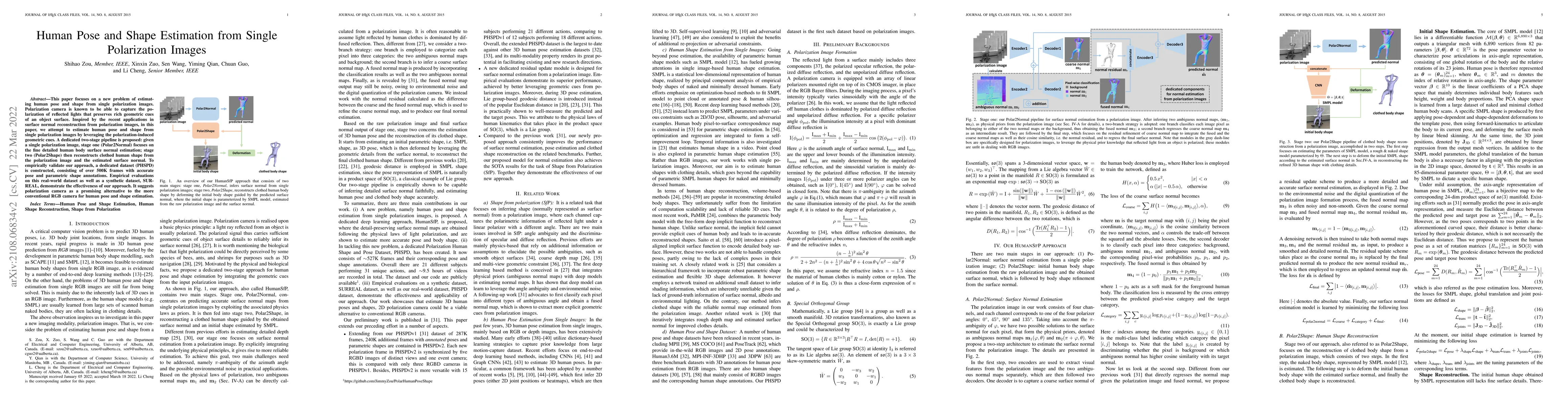 Thumbnail for Human Pose and Shape Estimation from Single Polarization Images