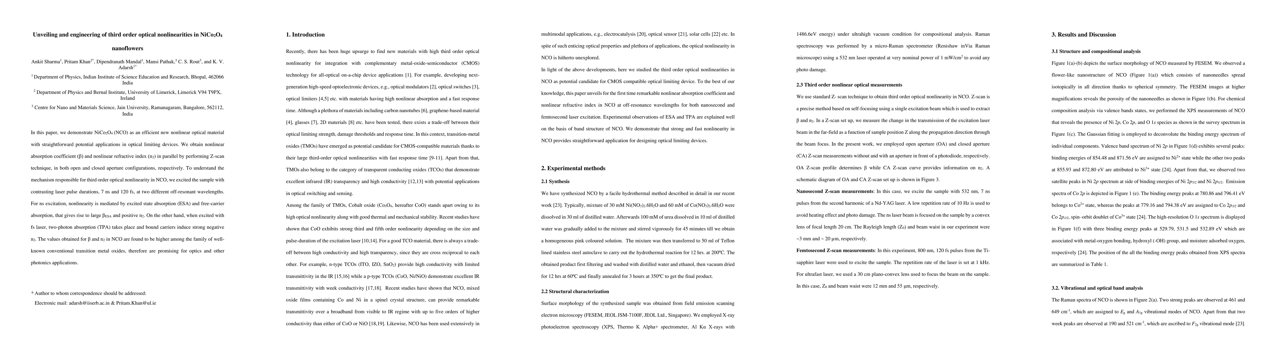 Thumbnail for Unveiling and engineering of third order optical nonlinearities in
  NiCo$_2$O$_4$ nanoflowers
