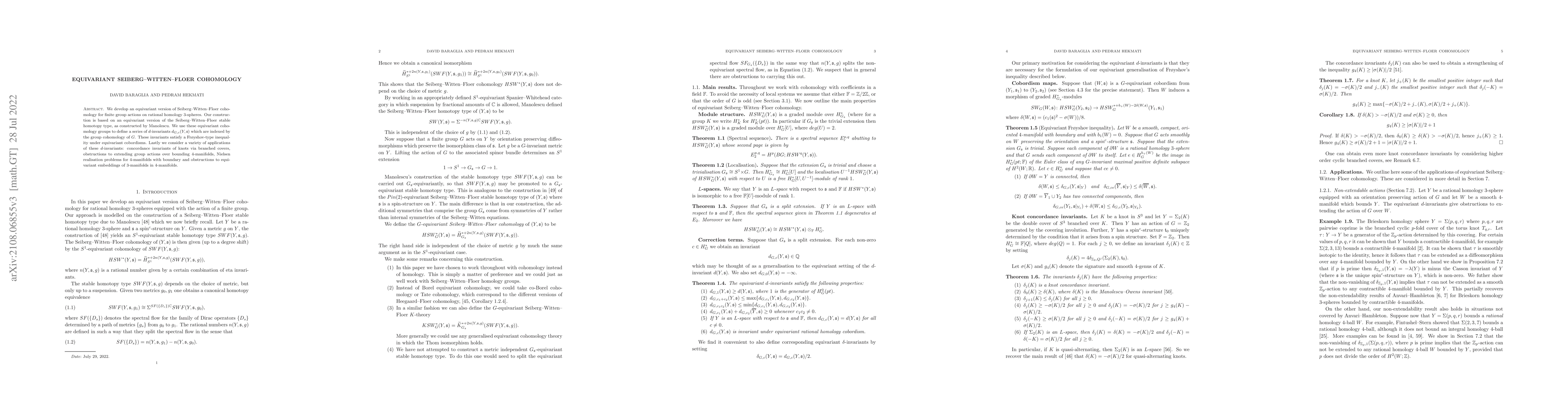 Thumbnail for Equivariant Seiberg-Witten-Floer cohomology