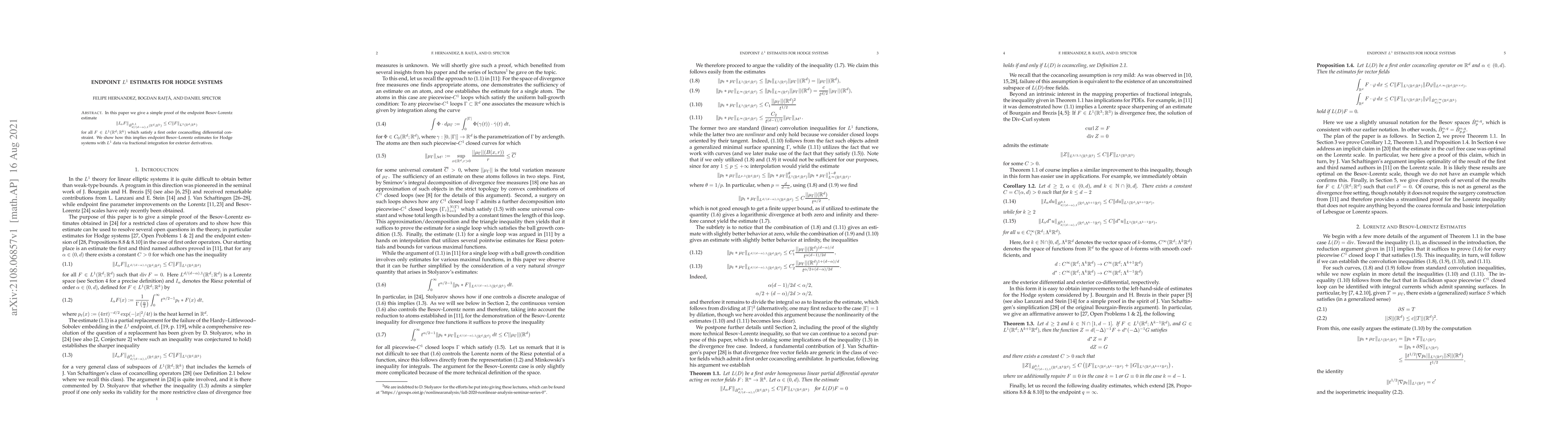 Thumbnail for Endpoint $L^1$ estimates for Hodge systems