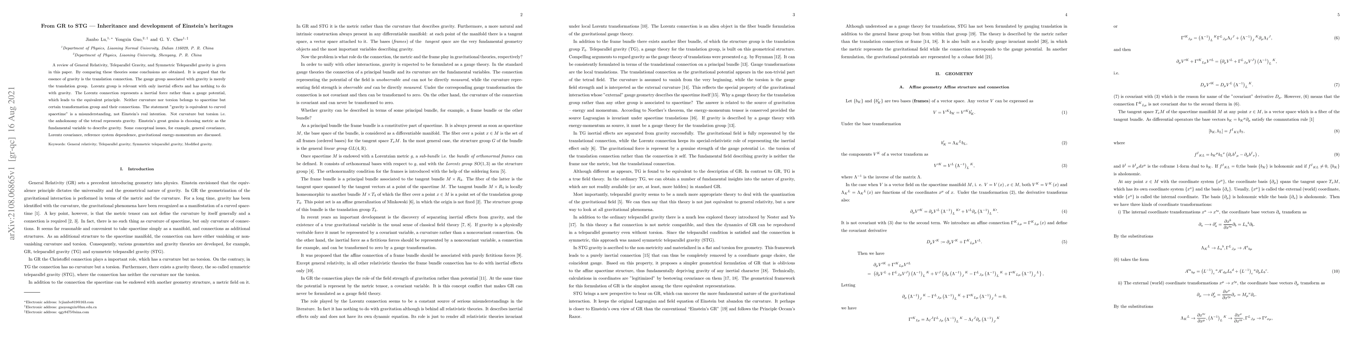 Thumbnail for From GR to STG -- Inheritance and development of Einstein's heritages