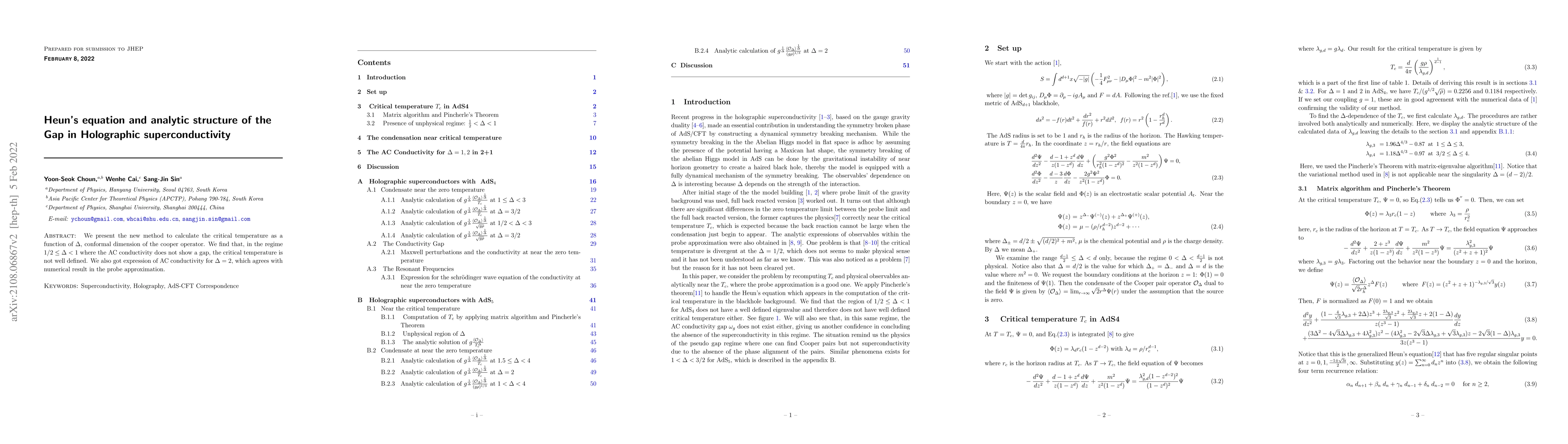 Thumbnail for Heun's equation and analytic structure of the Gap in Holographic
  superconductivity