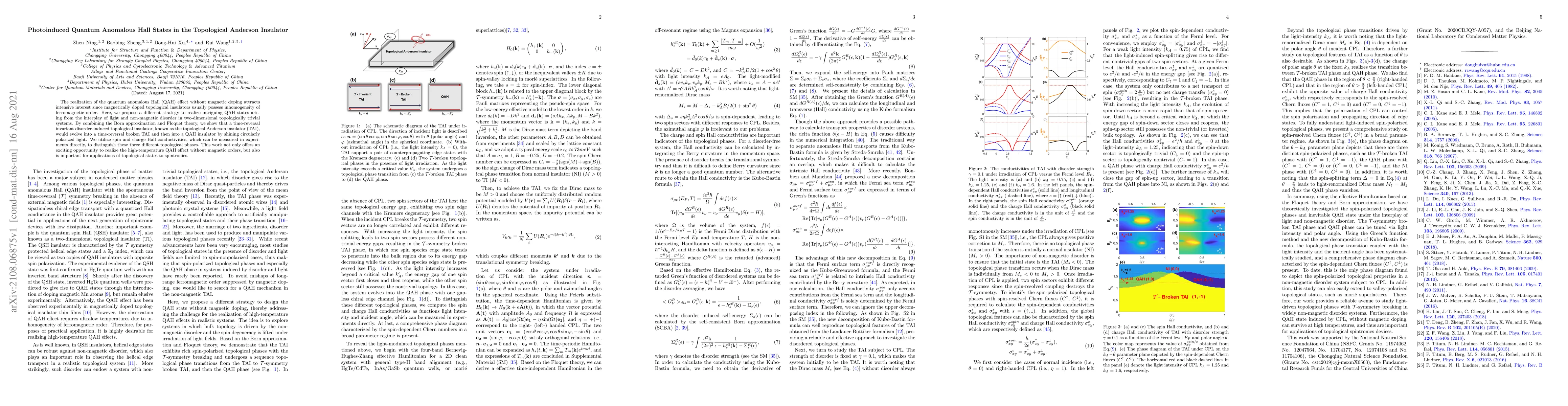 Thumbnail for Photoinduced Quantum Anomalous Hall States in the Topological Anderson
  Insulator