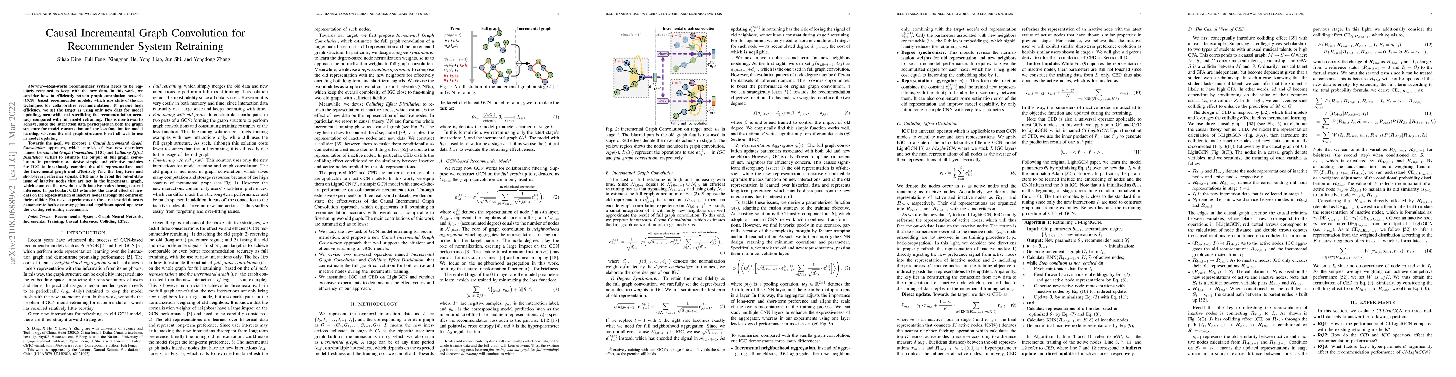 Thumbnail for Causal Incremental Graph Convolution for Recommender System Retraining