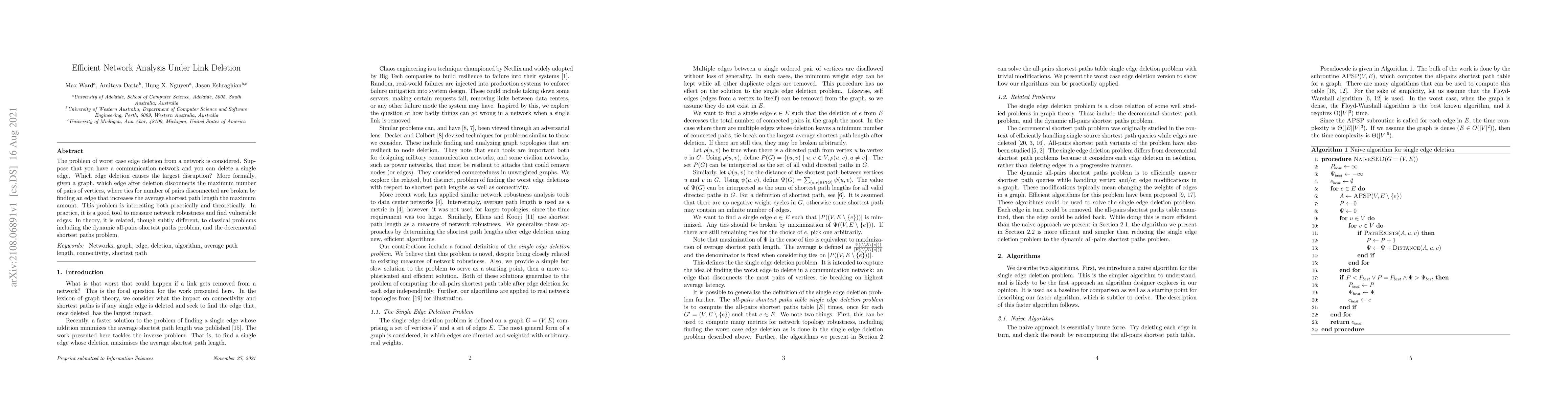 Thumbnail for Efficient Network Analysis Under Single Link Deletion