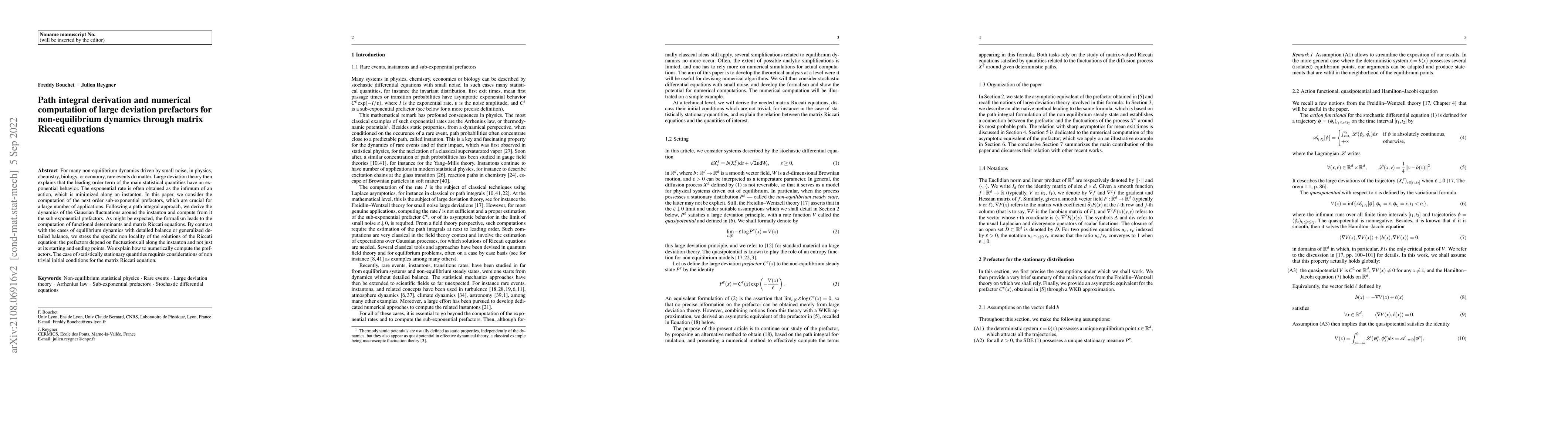 Thumbnail for Path integral derivation and numerical computation of large deviation
  prefactors for non-equilibrium dynamics through matrix Riccati equations