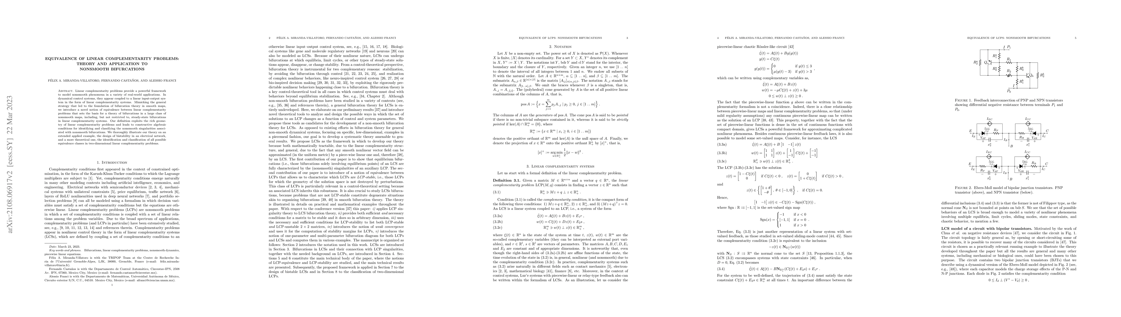 Thumbnail for Equivalence of Linear Complementarity Problems: Theory and Application
  to Nonsmooth Bifurcations