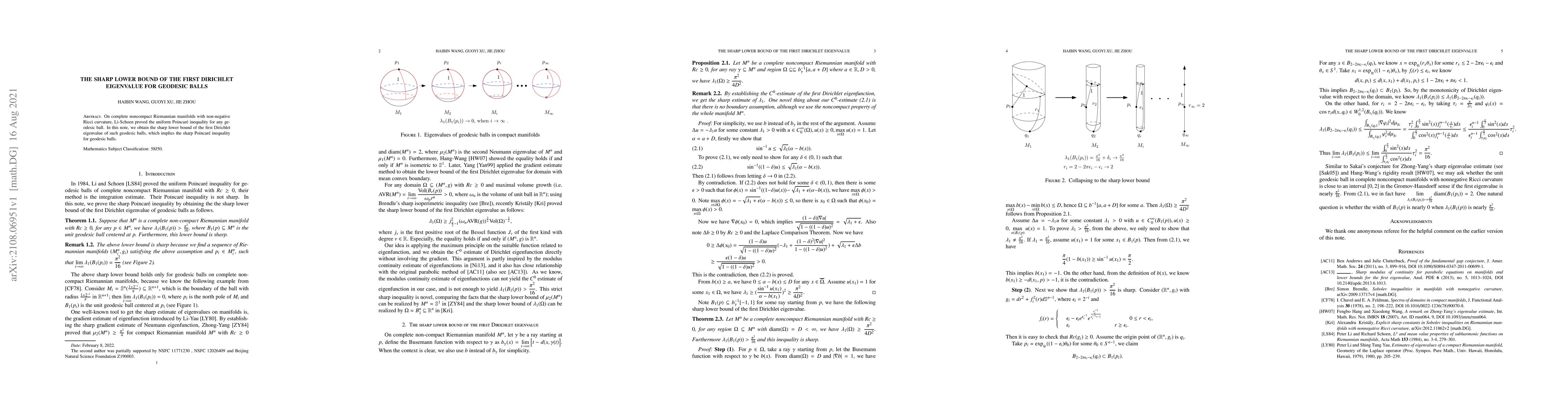 Thumbnail for The sharp lower bound of the first Dirichlet eigenvalue for geodesic
  balls