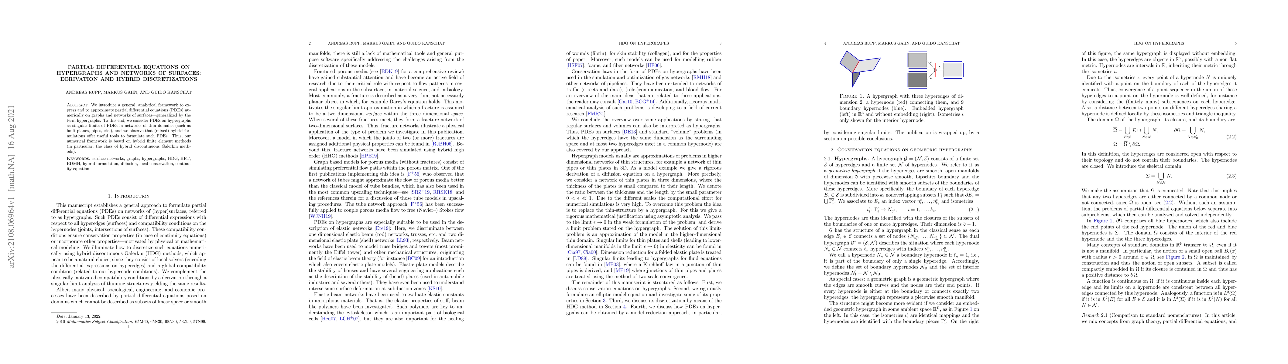 Thumbnail for Partial differential equations on hypergraphs and networks of surfaces:
  derivation and hybrid discretizations