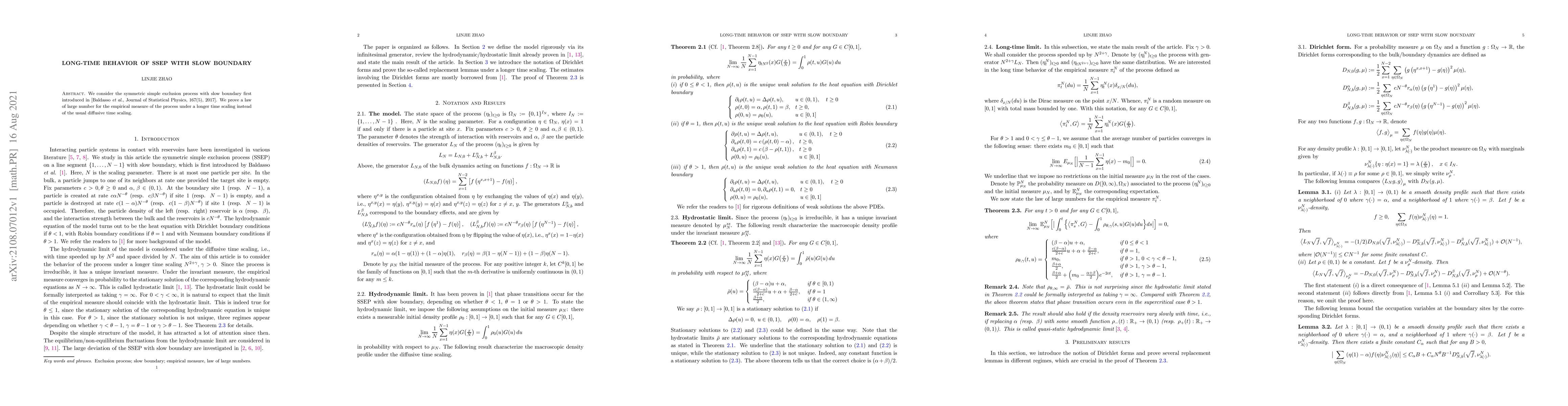 Thumbnail for Long-time behavior of SSEP with slow boundary