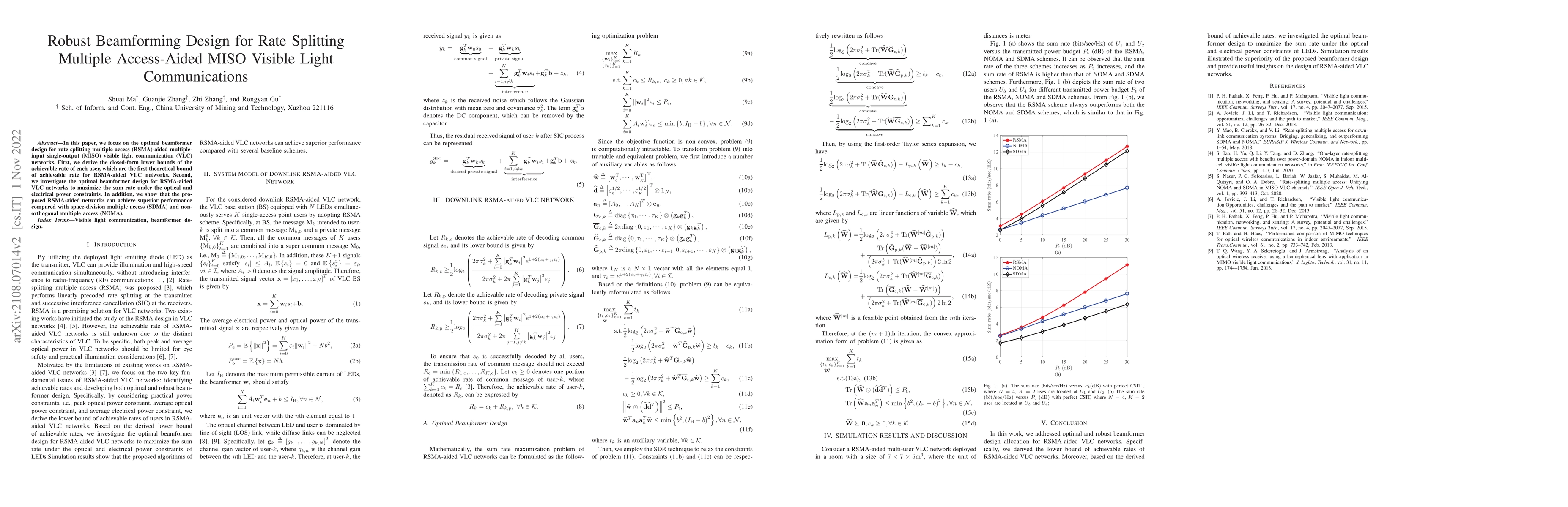 Thumbnail for Robust Beamforming Design for Rate Splitting Multiple Access-Aided MISO
  Visible Light Communications
