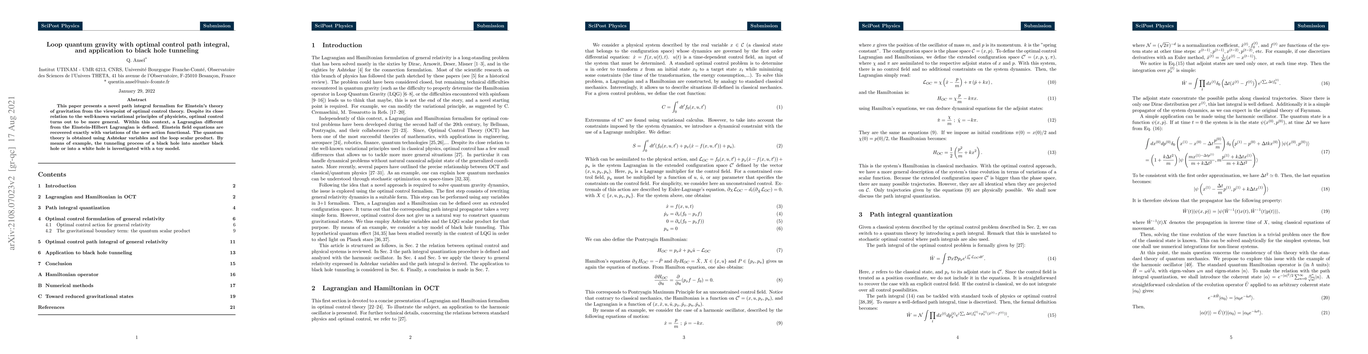 Thumbnail for Loop quantum gravity with optimal control path integral, and application
  to black hole tunneling
