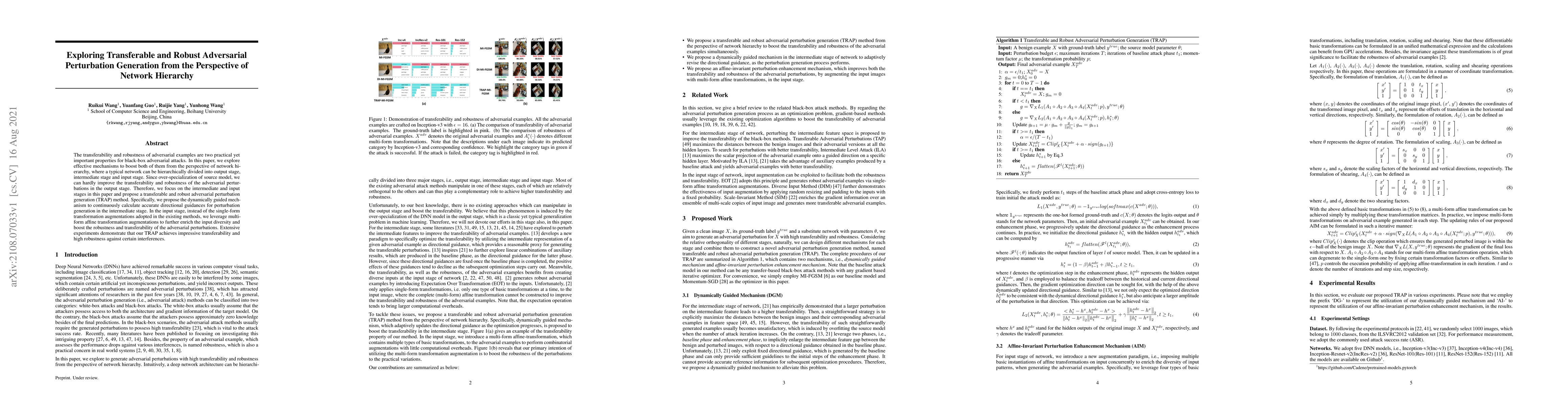 Thumbnail for Exploring Transferable and Robust Adversarial Perturbation Generation
  from the Perspective of Network Hierarchy