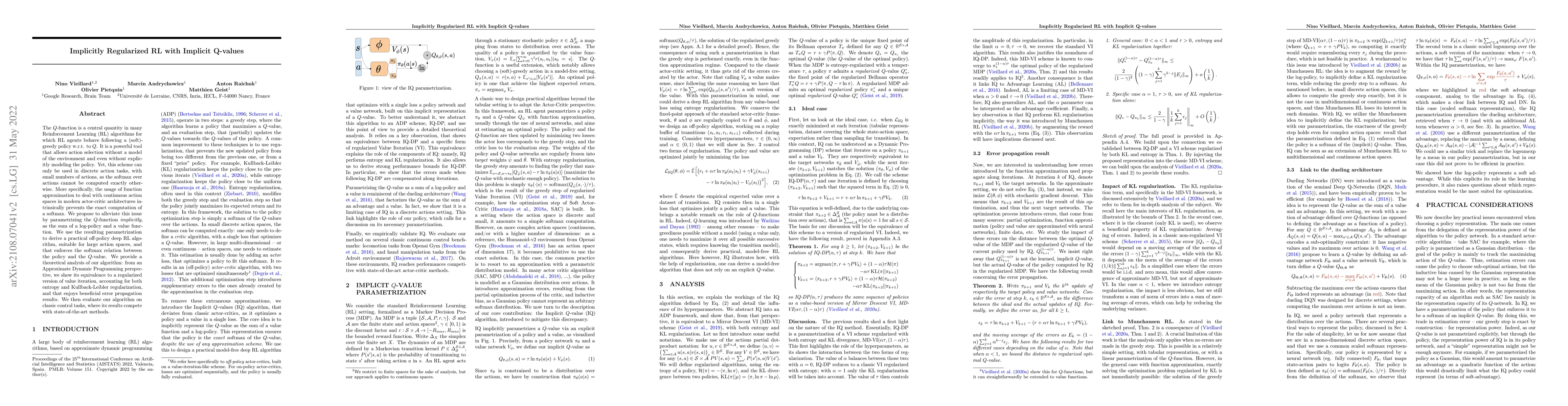 Thumbnail for Implicitly Regularized RL with Implicit Q-Values