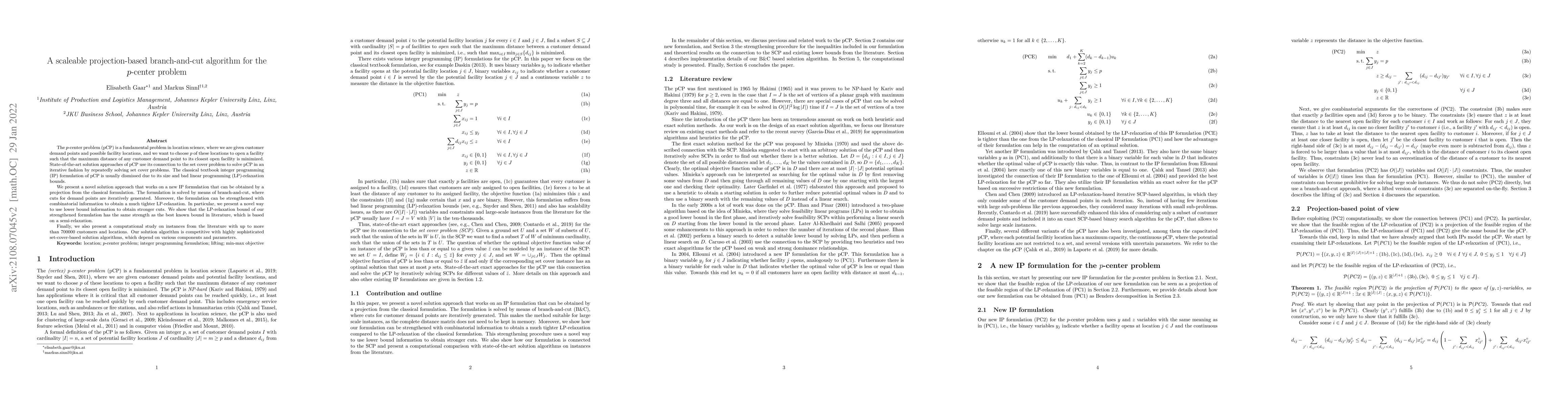 Thumbnail for A scaleable projection-based branch-and-cut algorithm for the $p$-center
  problem