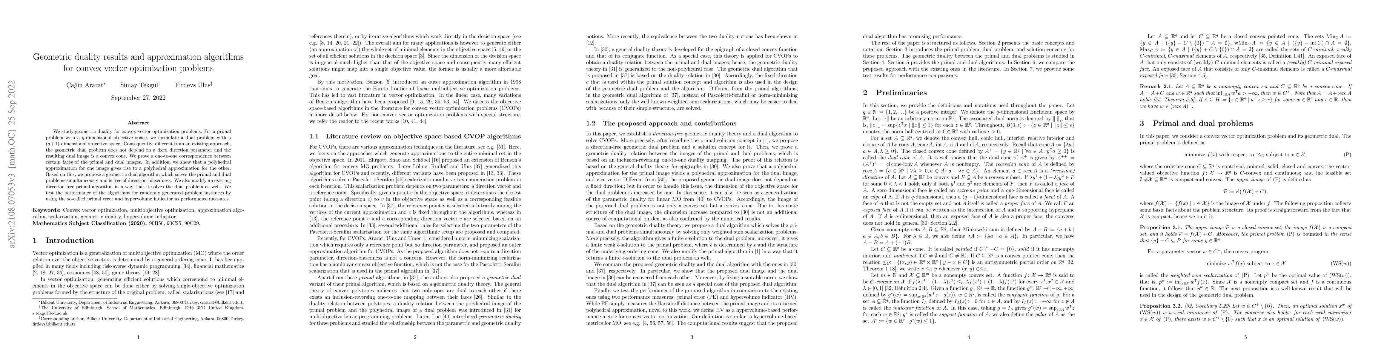 Thumbnail for Geometric duality results and approximation algorithms for convex vector
  optimization problems