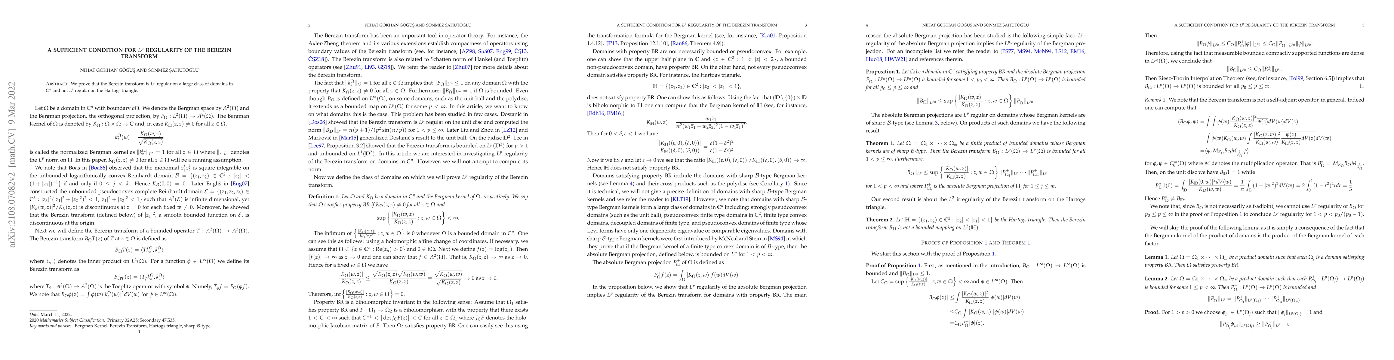 Thumbnail for A sufficient condition for $L^p$ regularity of the Berezin transform