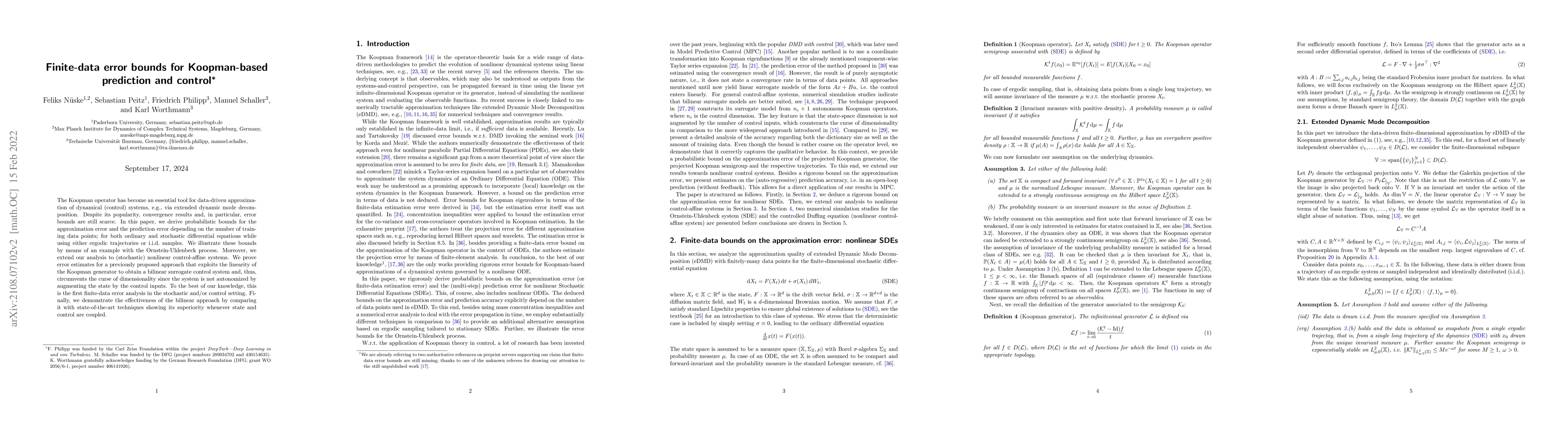 Thumbnail for Finite-data error bounds for Koopman-based prediction and control