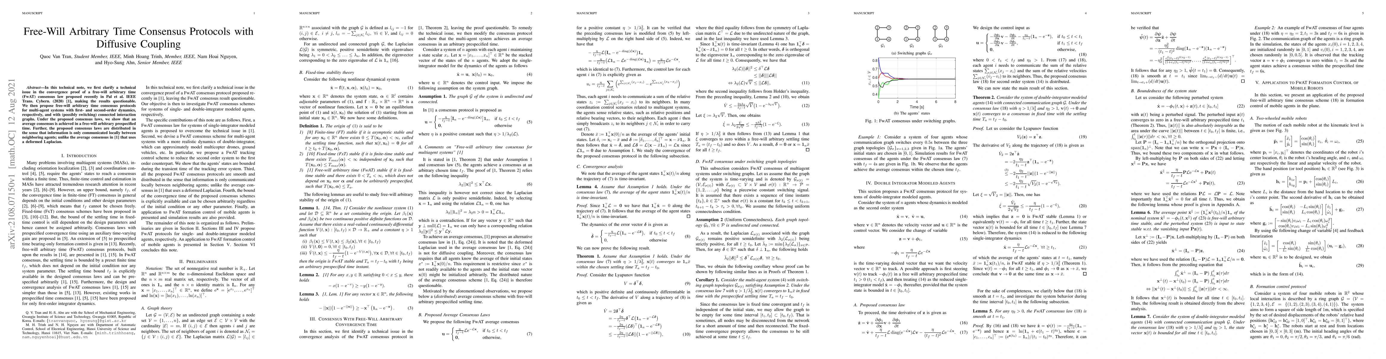 Thumbnail for Free-Will Arbitrary Time Consensus Protocols with Diffusive Coupling