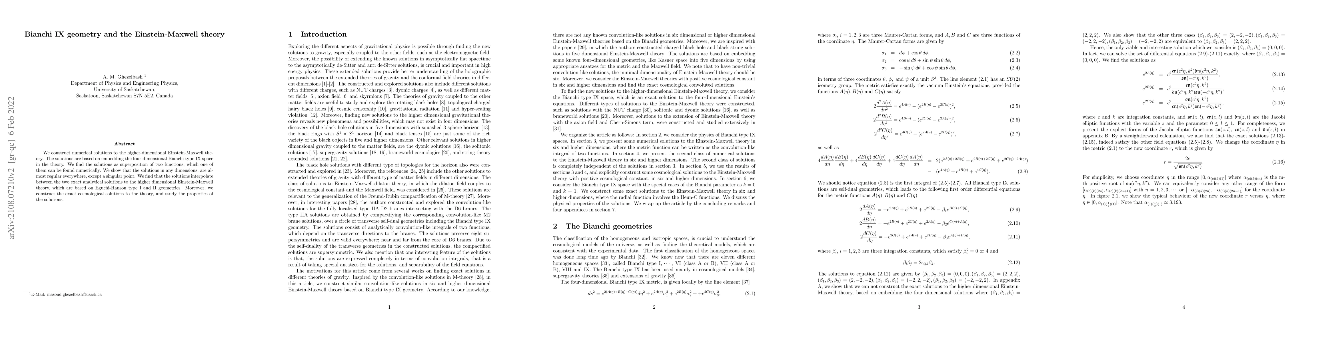 Thumbnail for Bianchi IX geometry and the Einstein-Maxwell theory