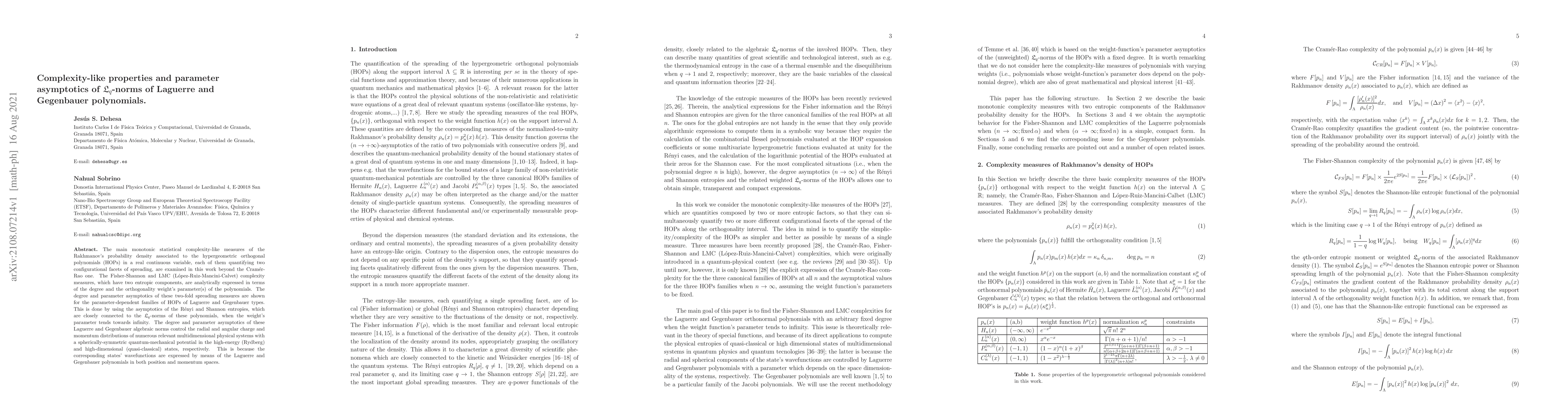 Thumbnail for Complexity-like properties and parameter asymptotics of
  $\mathfrak{L}_{q}$-norms of Laguerre and Gegenbauer polynomials