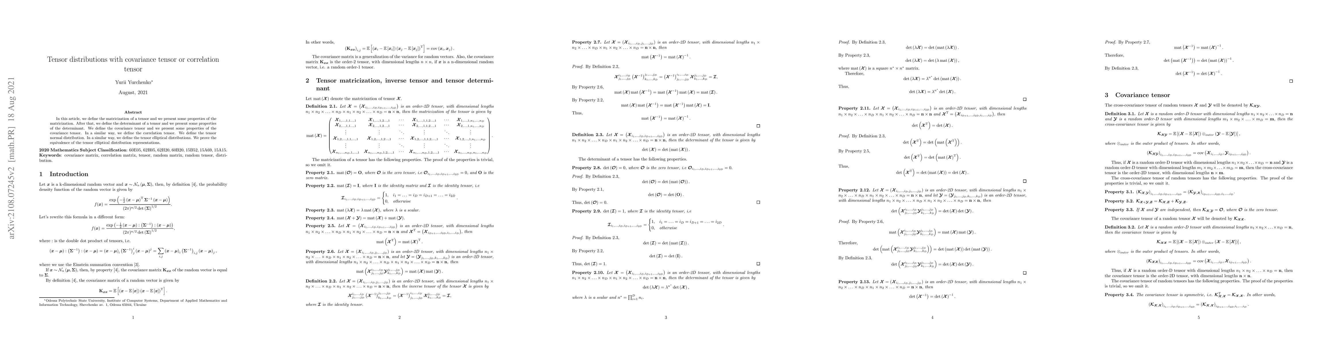 Thumbnail for Tensor distributions with covariance tensor or correlation tensor