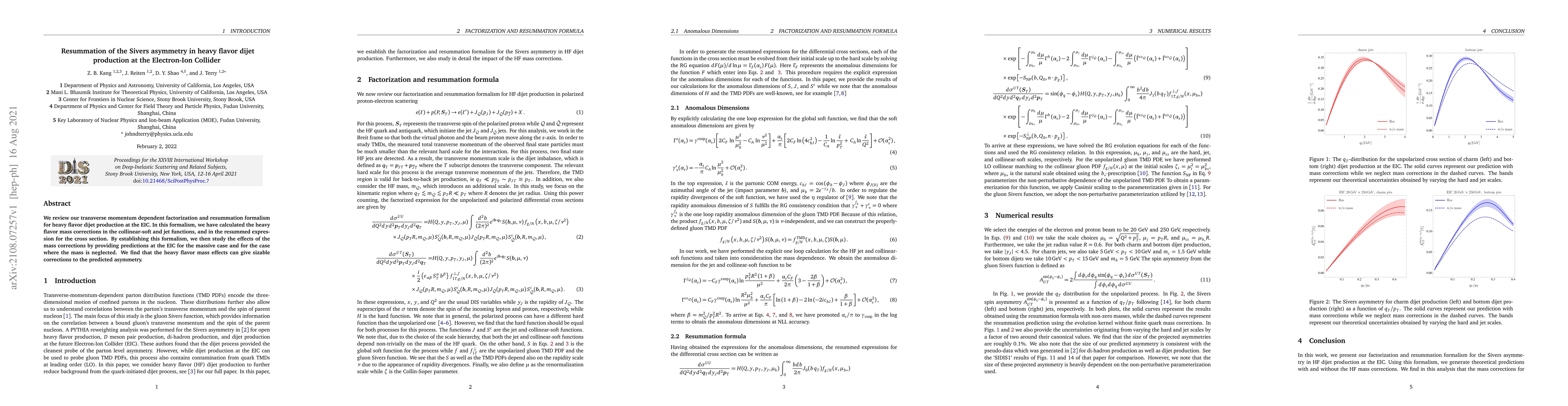 Thumbnail for Resummation of the Sivers asymmetry in heavy flavor dijet production at
  the Electron-Ion Collider