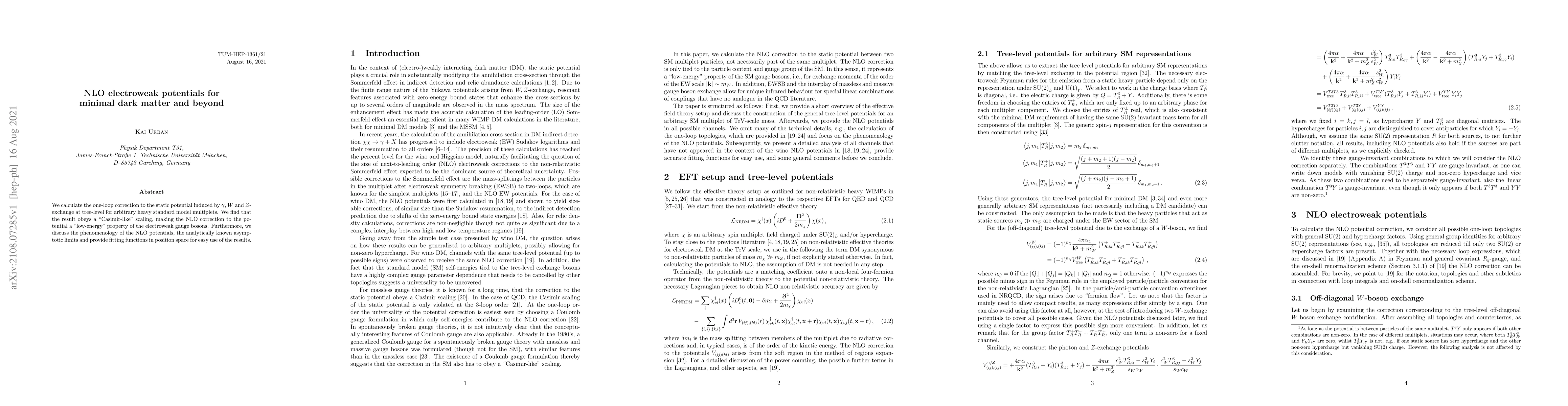 Thumbnail for NLO electroweak potentials for minimal dark matter and beyond