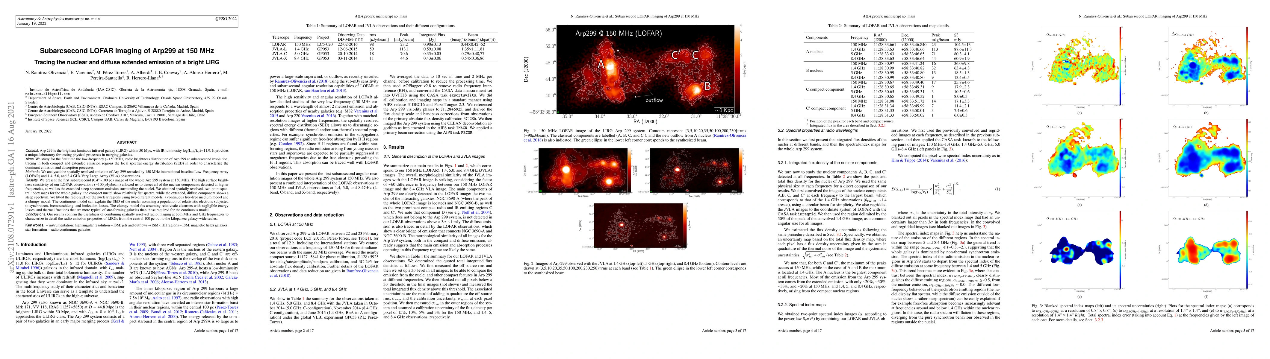 Thumbnail for Subarcsecond LOFAR imaging of Arp299 at 150 MHz. Tracing the nuclear and
  diffuse extended emission of a bright LIRG