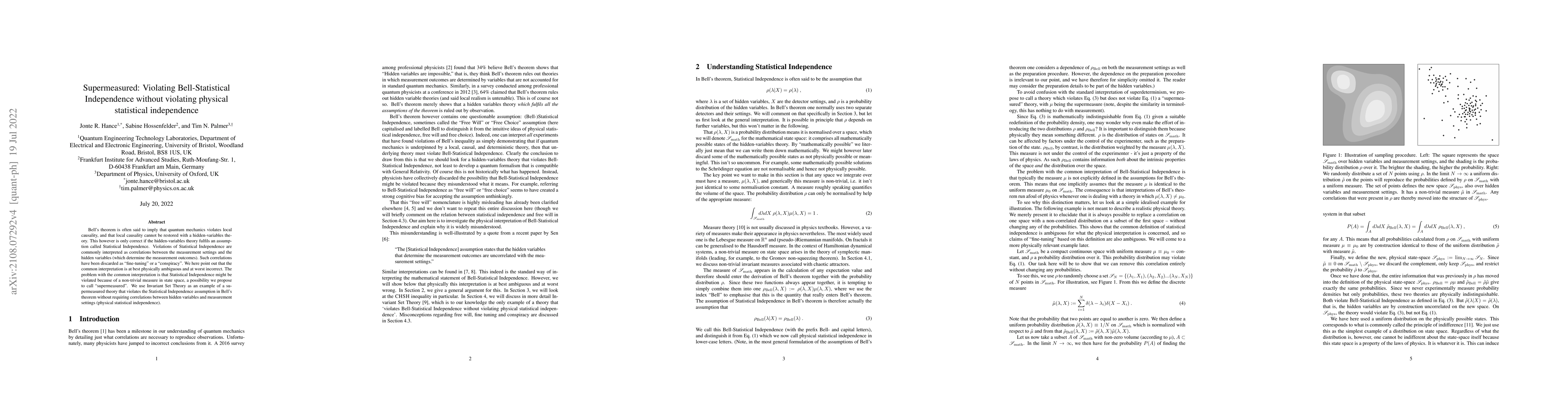 Thumbnail for Supermeasured: Violating Bell-Statistical Independence without violating
  physical statistical independence