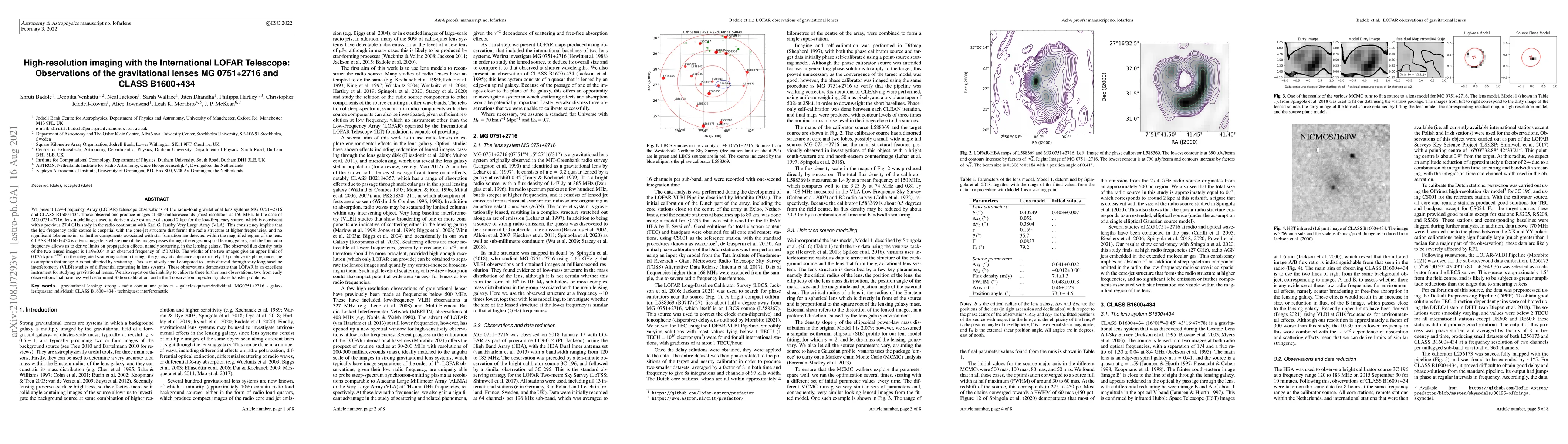 Thumbnail for High-resolution imaging with the International LOFAR Telescope:
  Observations of the gravitational lenses MG 0751+2716 and CLASS B1600+434